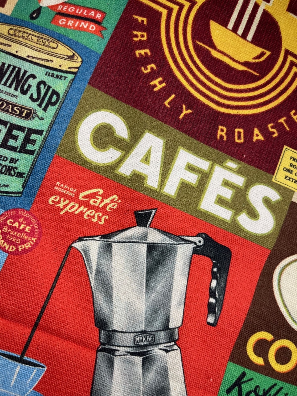 Cavallini & Co. Coffee Vintage Style Canvas Tote Bag