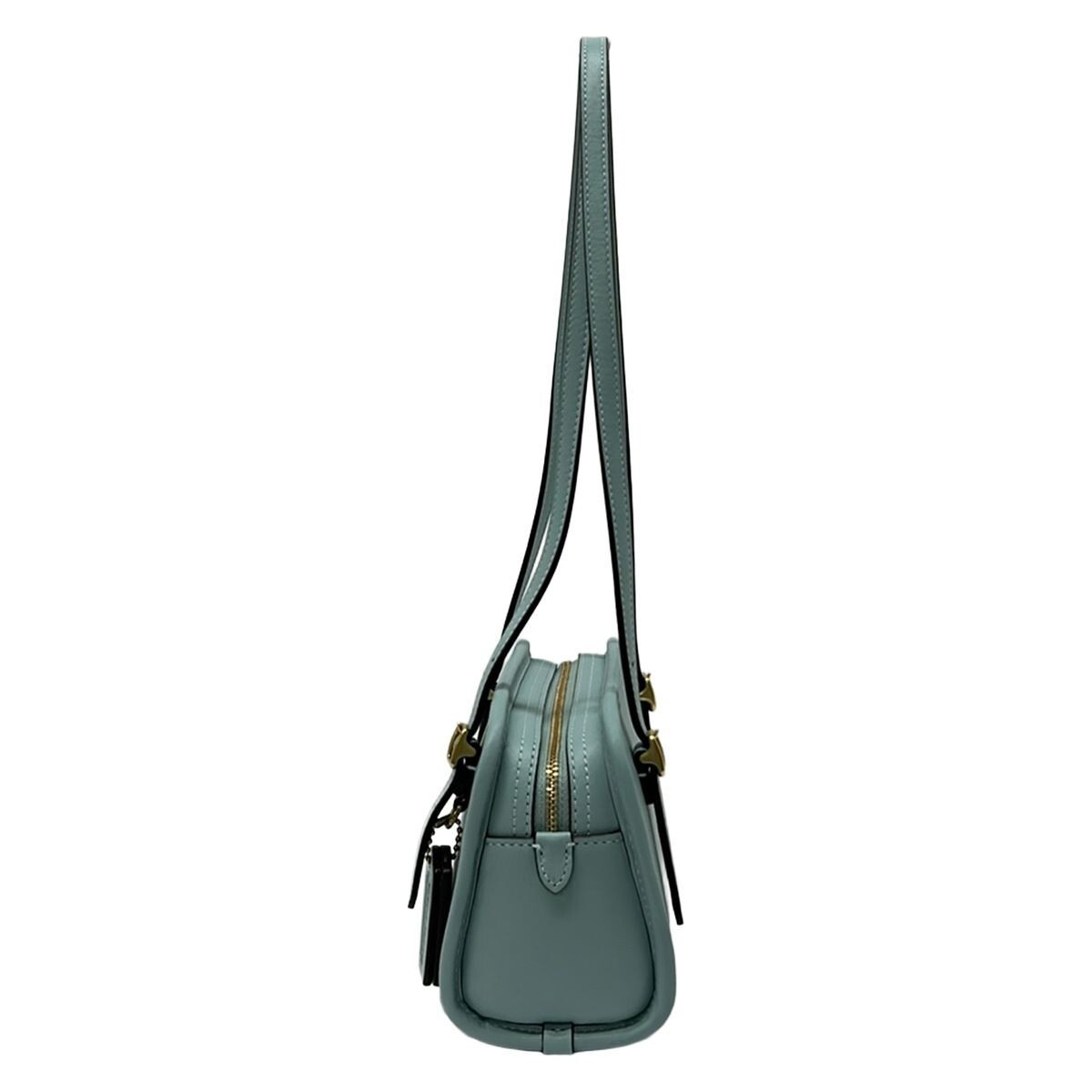 COACH Swing Zip Bag 20 Light Blue Leather Shoulder Bag Auth From Japan