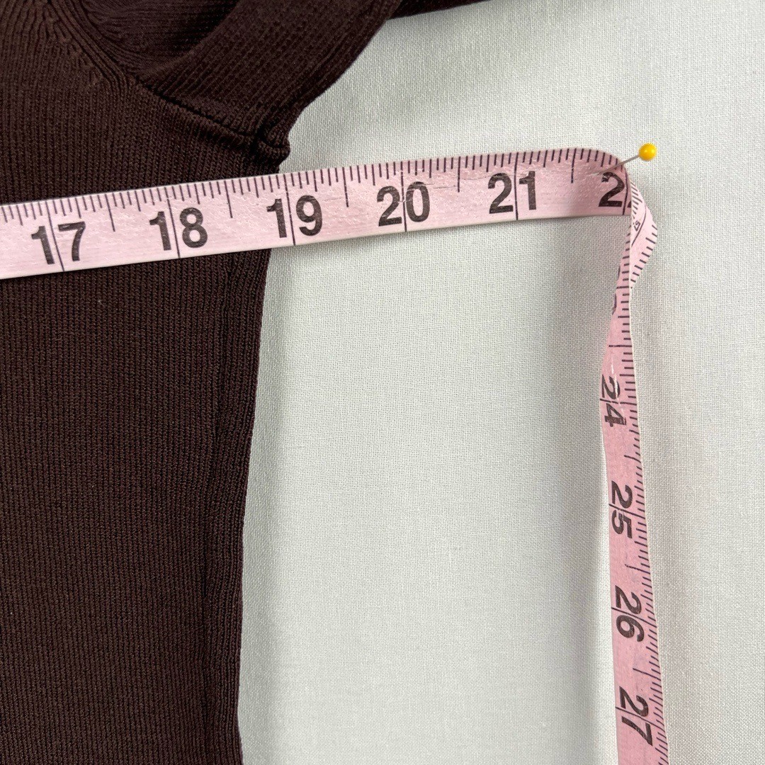 Harvé Benard Womens Small Cardigan Stretch Knit Brown Black Button Up Pockets
