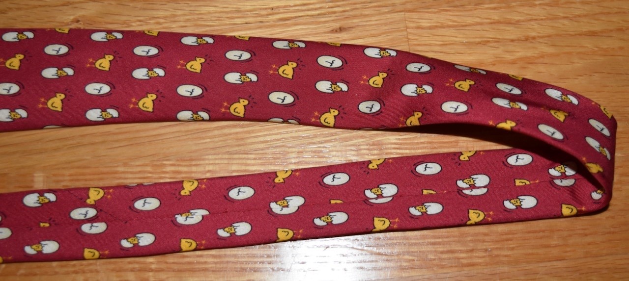 Hermes Silk Neck Tie Chick Egg Hatching Chicken Bird Red 7532 Preppy France 57″