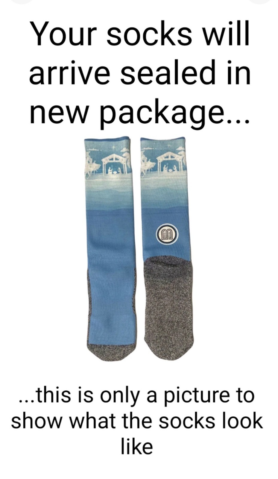 BIBLESOCKS Nativity Pattern Faith Religious Socks Blue Color