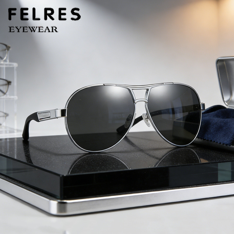 Pilot Metal Tinted Gray Reading Glasses Men Shade Square Eyeglasses Sunglasses