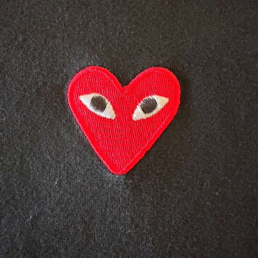 Comme des Garçons PLAY Unisex Black Red Heart Logo T-Shirt-Short Sleeve-Sz XL