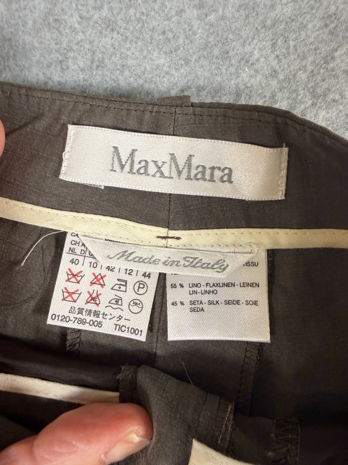 Max Mara Italian Linen/Silk Cuffed Wide Leg Capris, Sz 10, Hand Stitched SKU 168