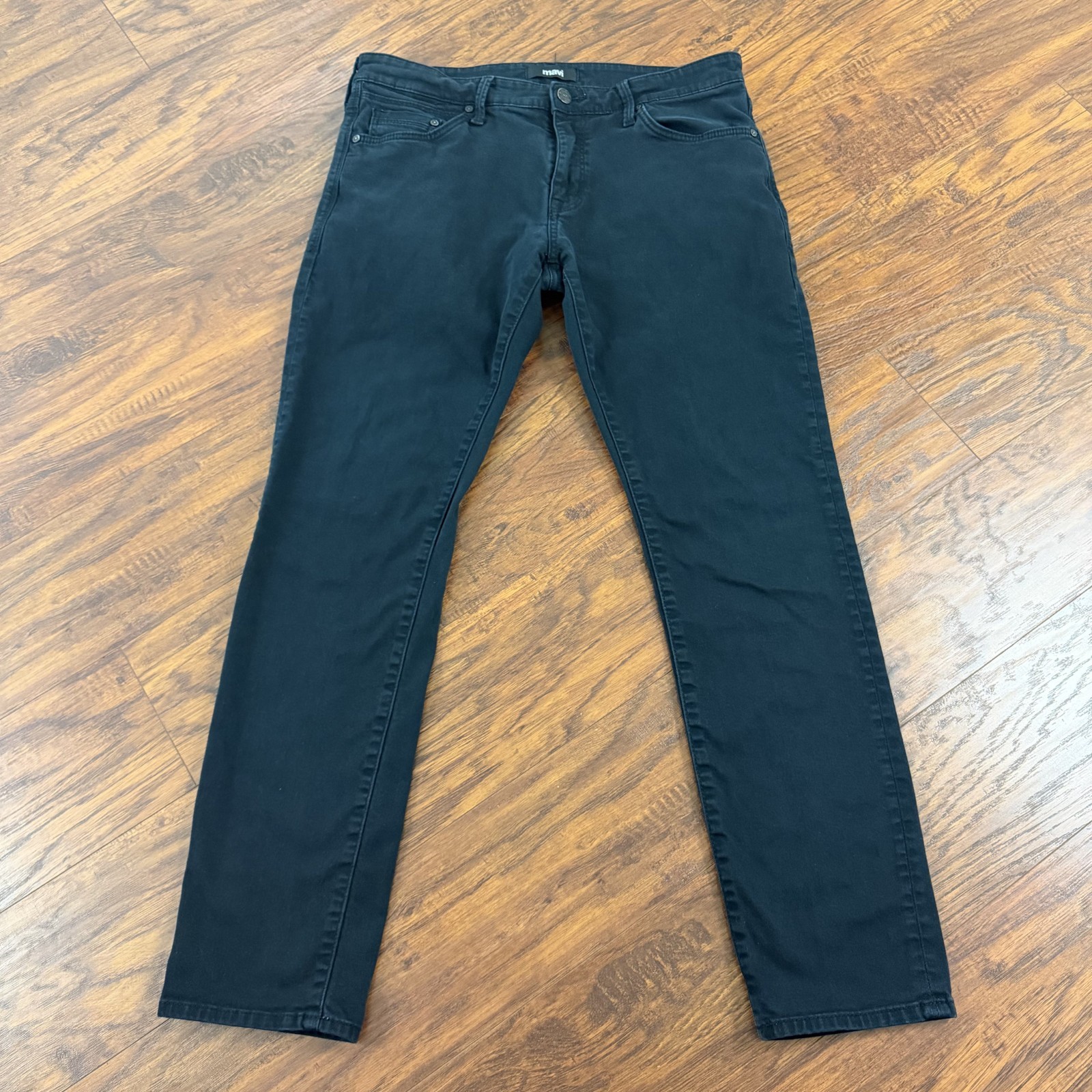 Mavi Jeans Mens 34 Black Straight Leg Slim Fit Stretch Denim Mid Rise Jake