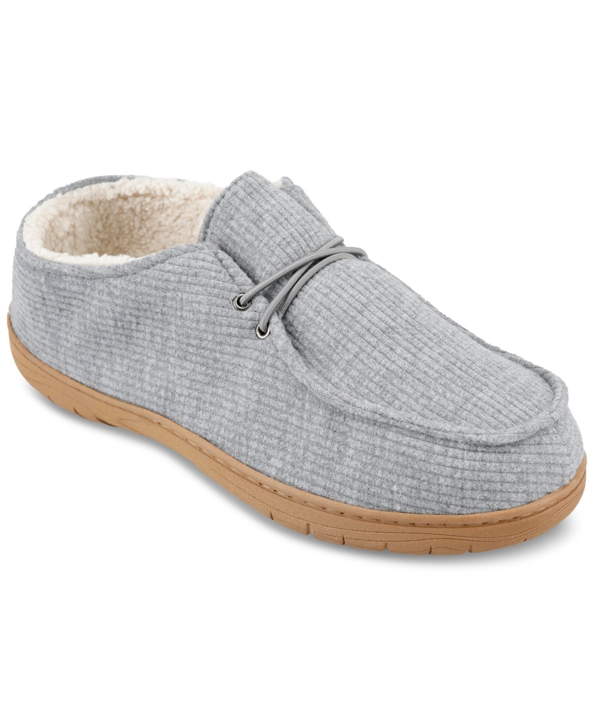 Haggar Men’s Ribbed Fabric Chukka Boot Indoor/Outdoor House Slipper Grey Large