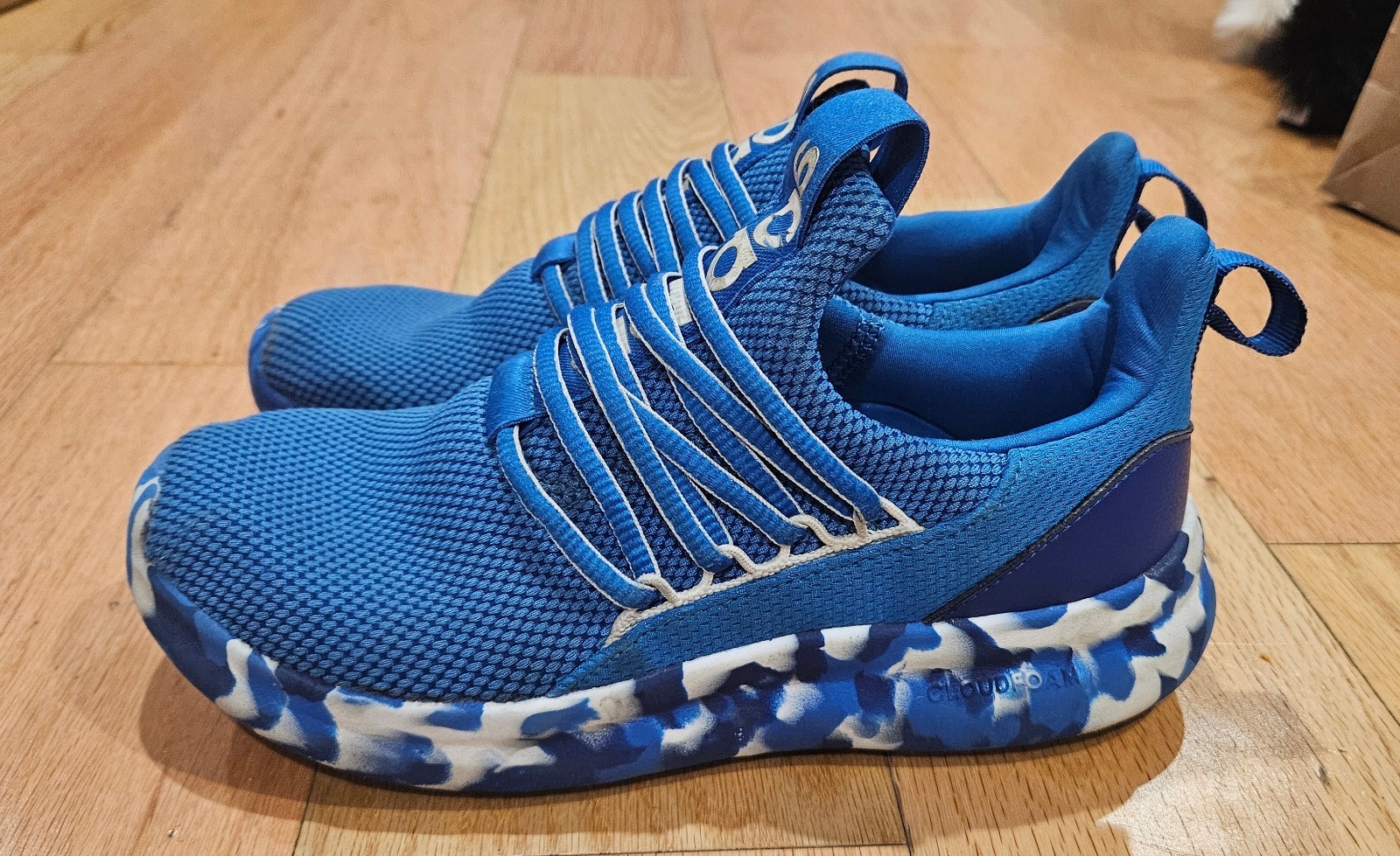 Adidas Lite Racer Adapt 7.0 Slip On Big Kids Shoes Blue White Youth Size 4