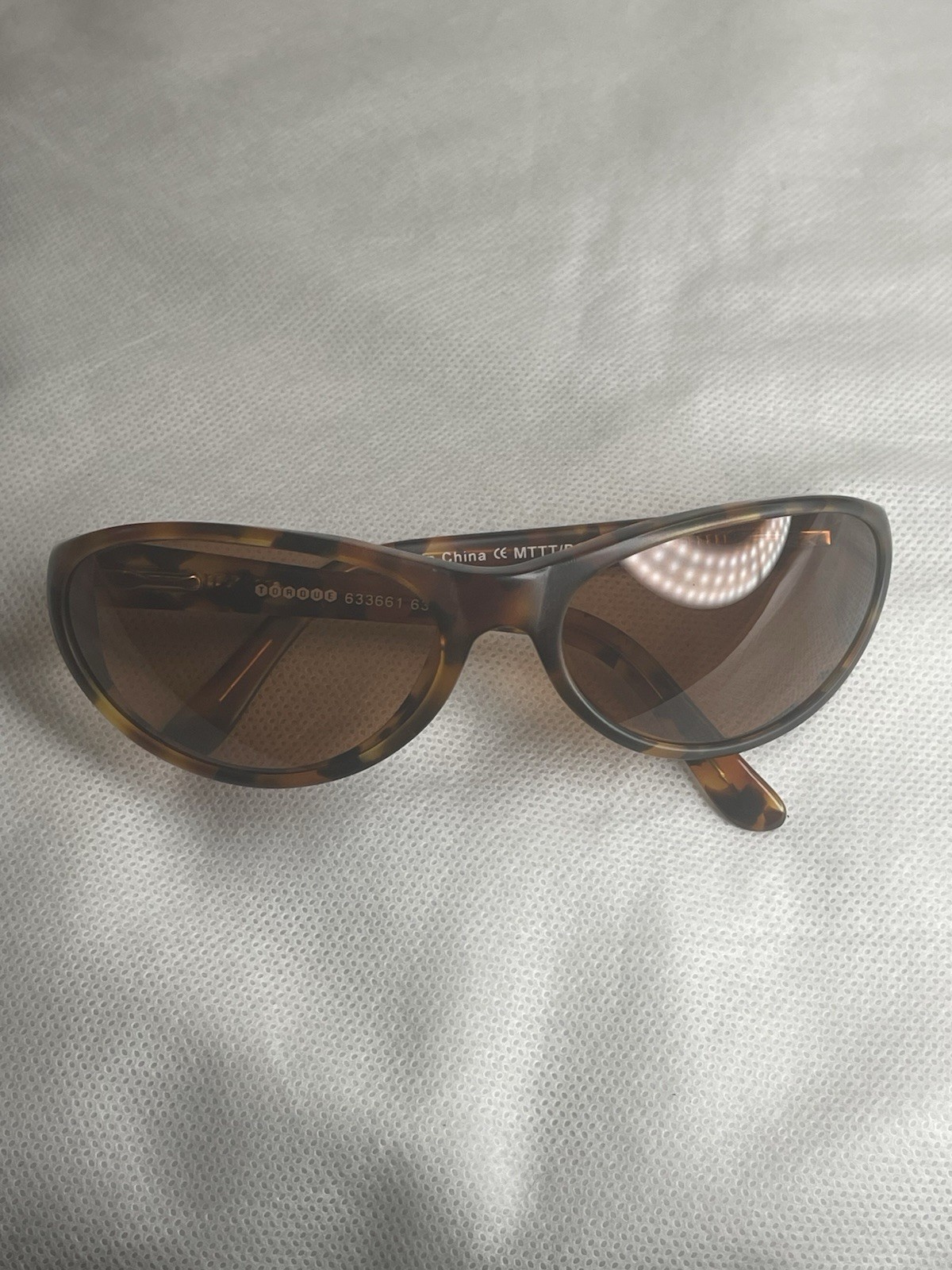 VTG Torque Hand Made Polarized Sunglasses Tortoise Wrap Brown Lens P-9906 125mm