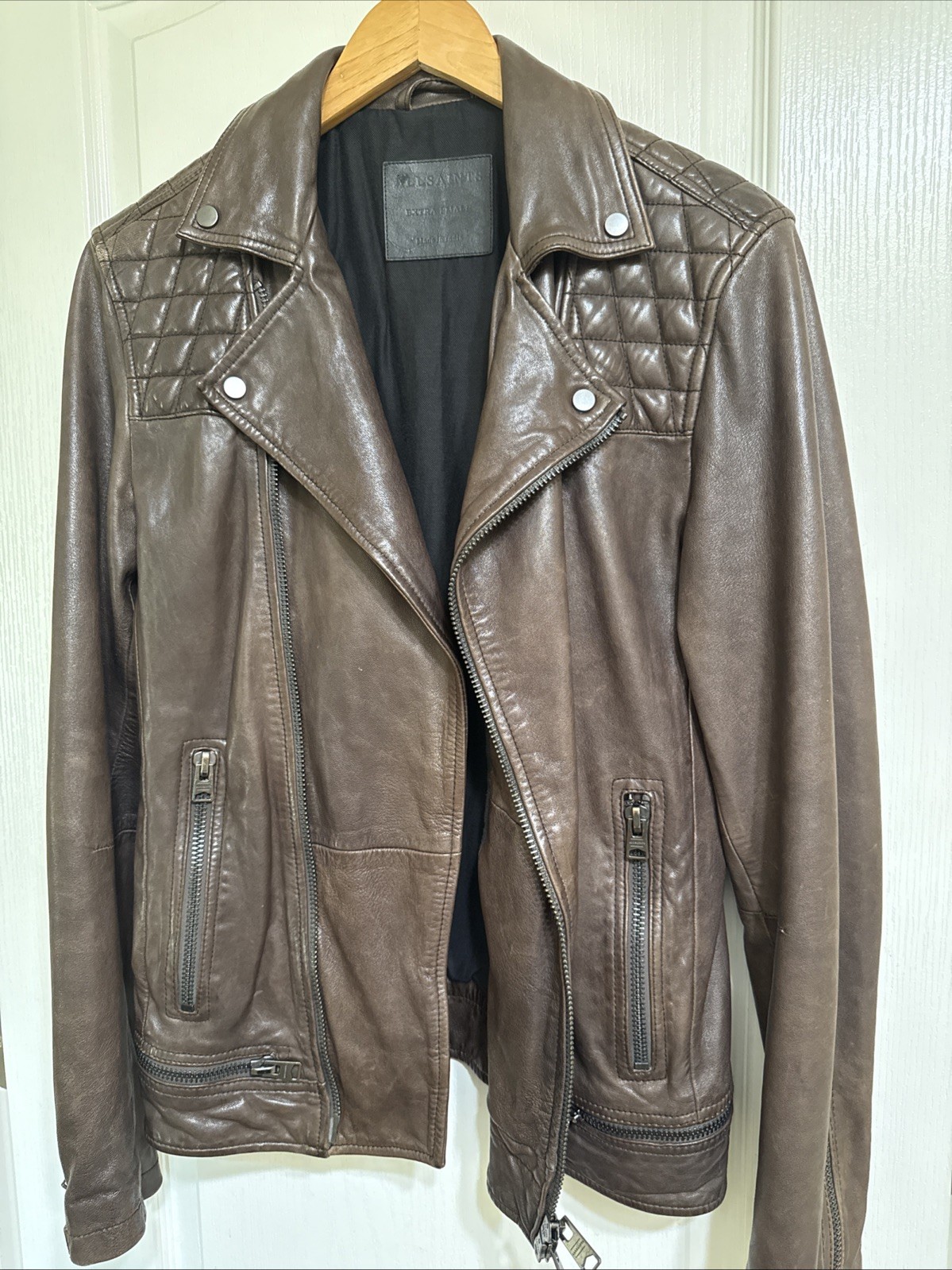 Allsaints Brown leather Biker jacket XS