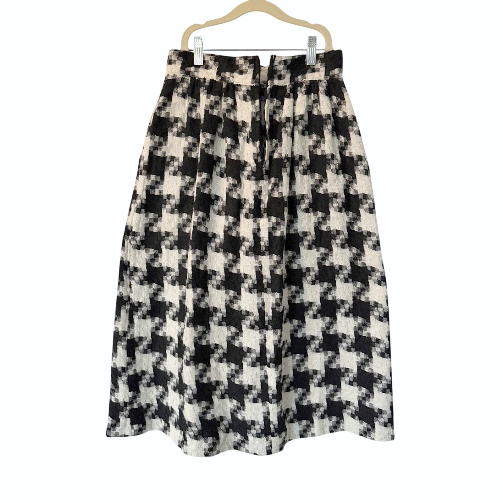 Vintage Norton & Company Houndstooth Midi Skirt w/ Pockets Women XS Office Siren
