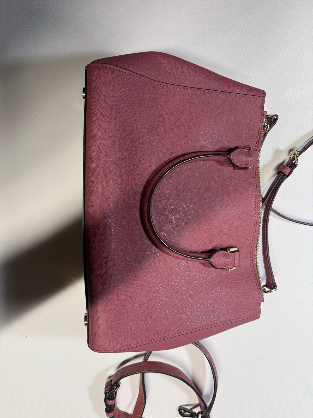 Michael Kors Savannah Large Satchel Pink Leather Crossbody Purse Handbag
