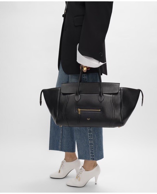NEW Celine MEDIUM NEW LUGGAGE IN Black shiny Lambskin $4350 Authentic