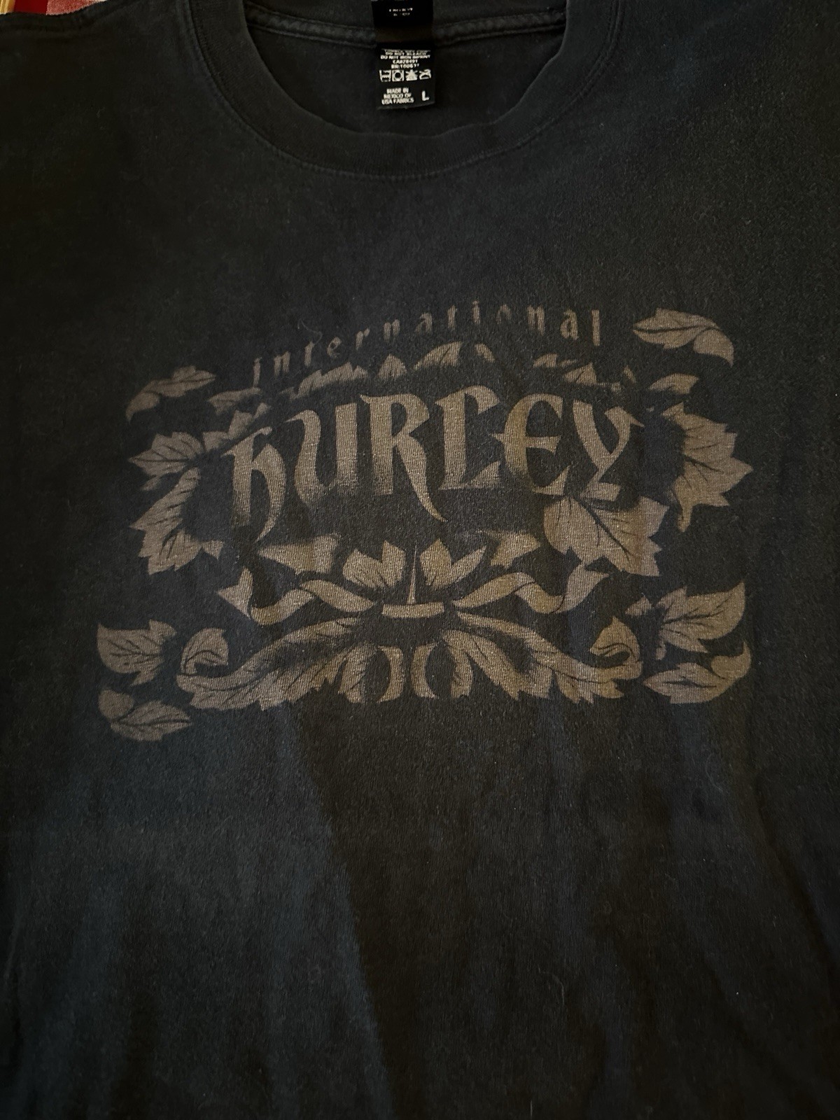 Hurley Men’s Black Graphic Logo Crew Neck Short Sleeve T-Shirt Size L