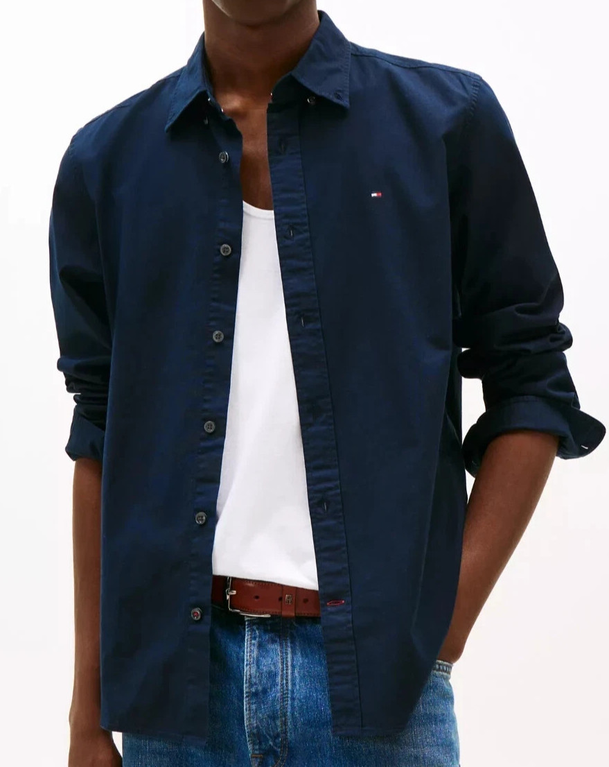 Tommy Hilfiger Men’s Dark Blue Regular Fit Stretch Oxford Shirt (78JA251) M/L/XL