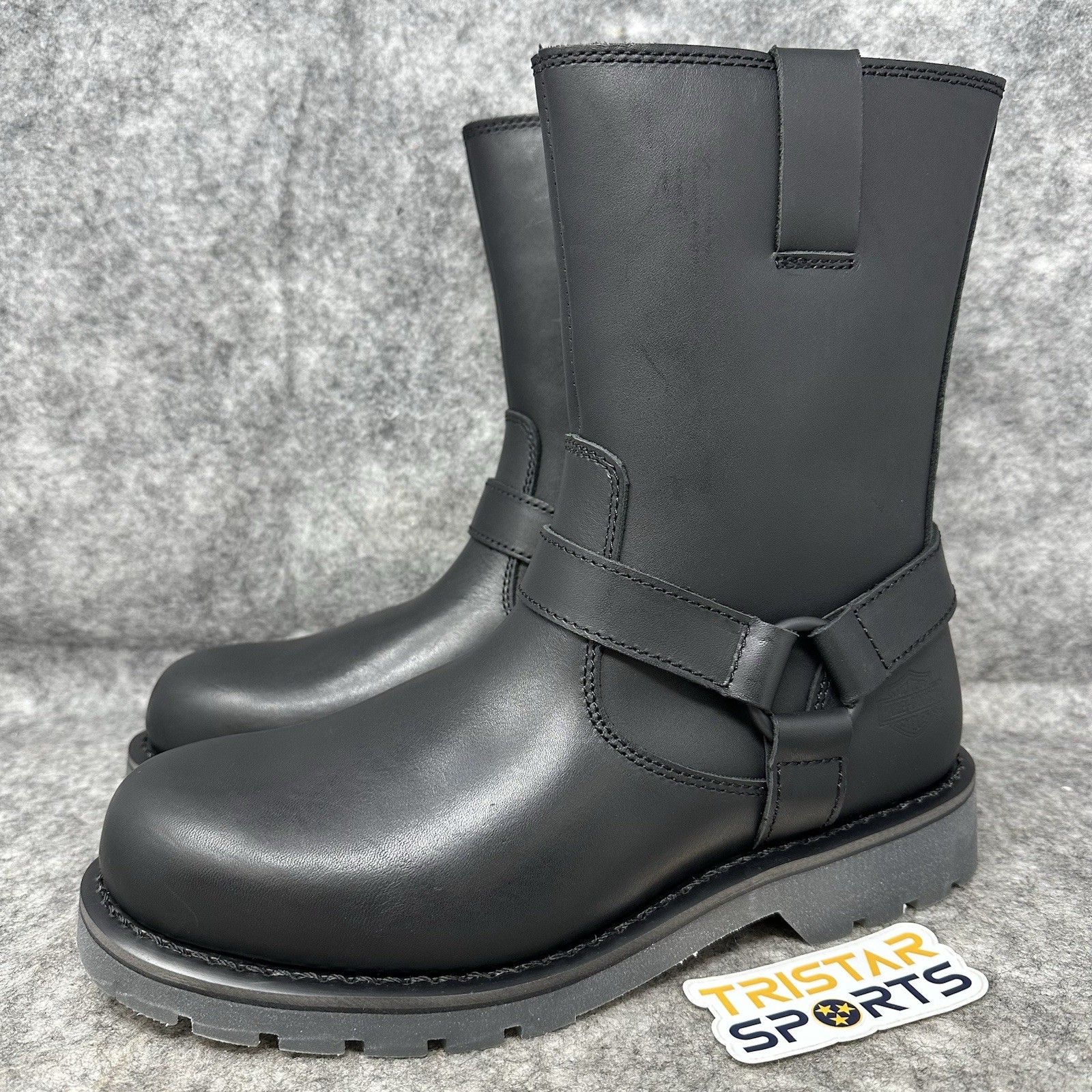 Harley Davidson Widman 8.75″ Boots Mens 11 Black Leather Zip Harness Motorcycle