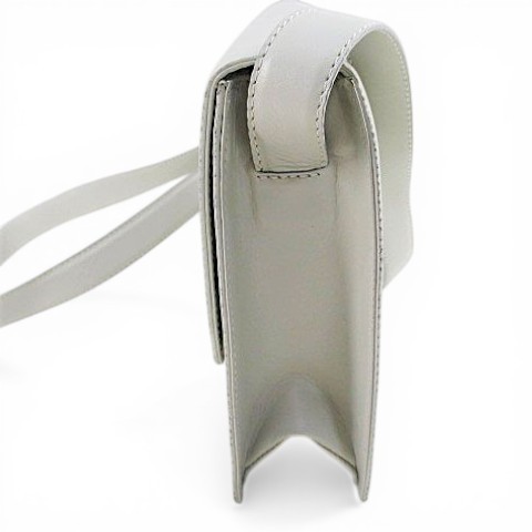 GENNY Leather Shoulder Bag White AB 17cm x 8.3in Crossbody Women’s