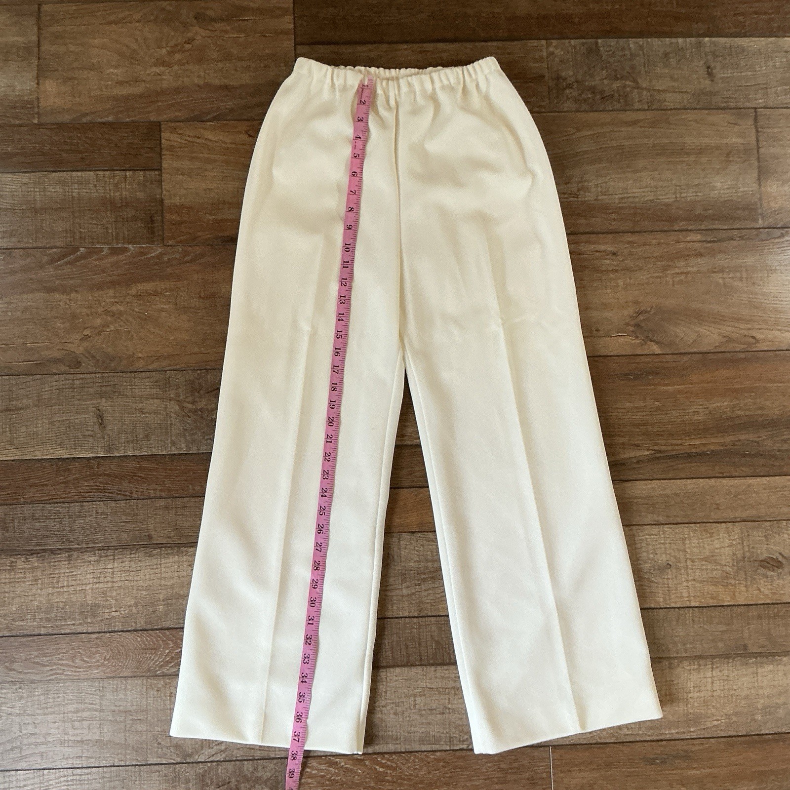 70s VINTAGE Dalton Trevira 100% Polyester Cream Wide Leg Pants Size 12 #7E4