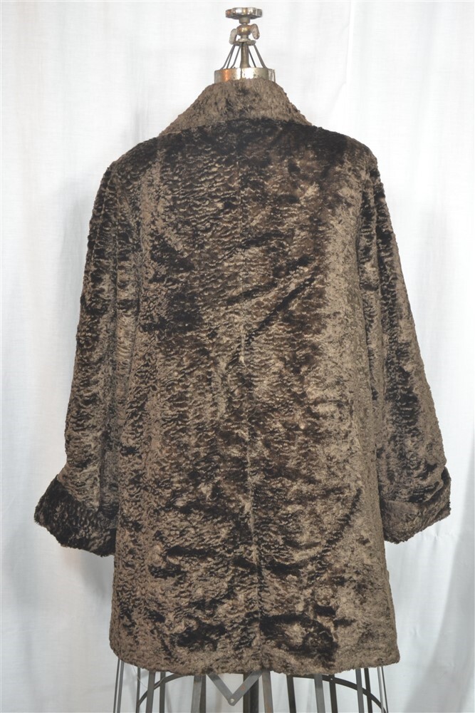 antique coat faux fur Creations Geraldo Paris beaver brown 1940 style bust 42