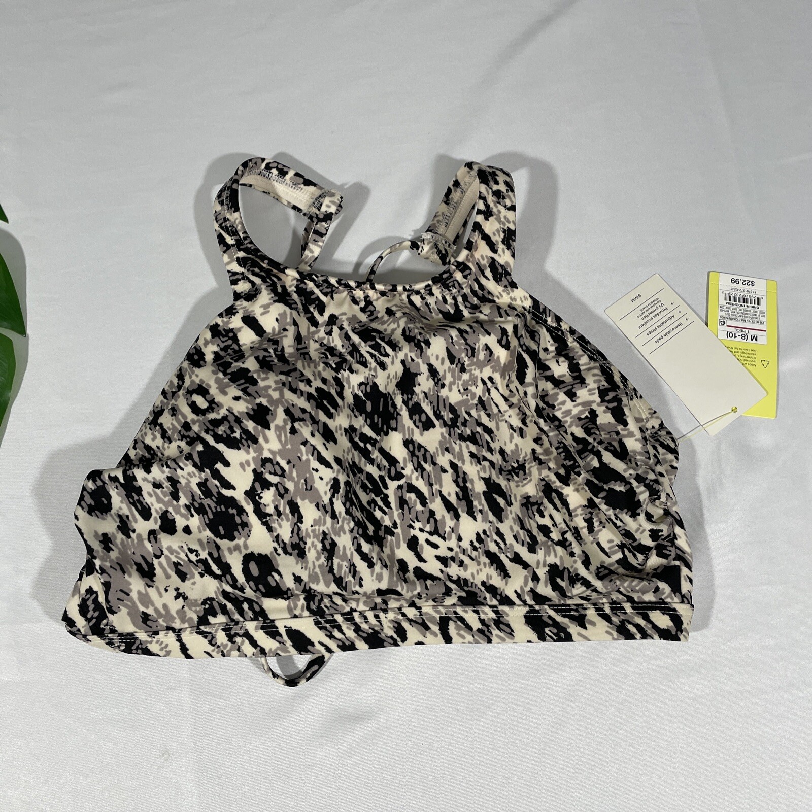 NWT $46 All in Motion [ Medium ] Strappy Bikini Top Boyshort Bottom Animal T451