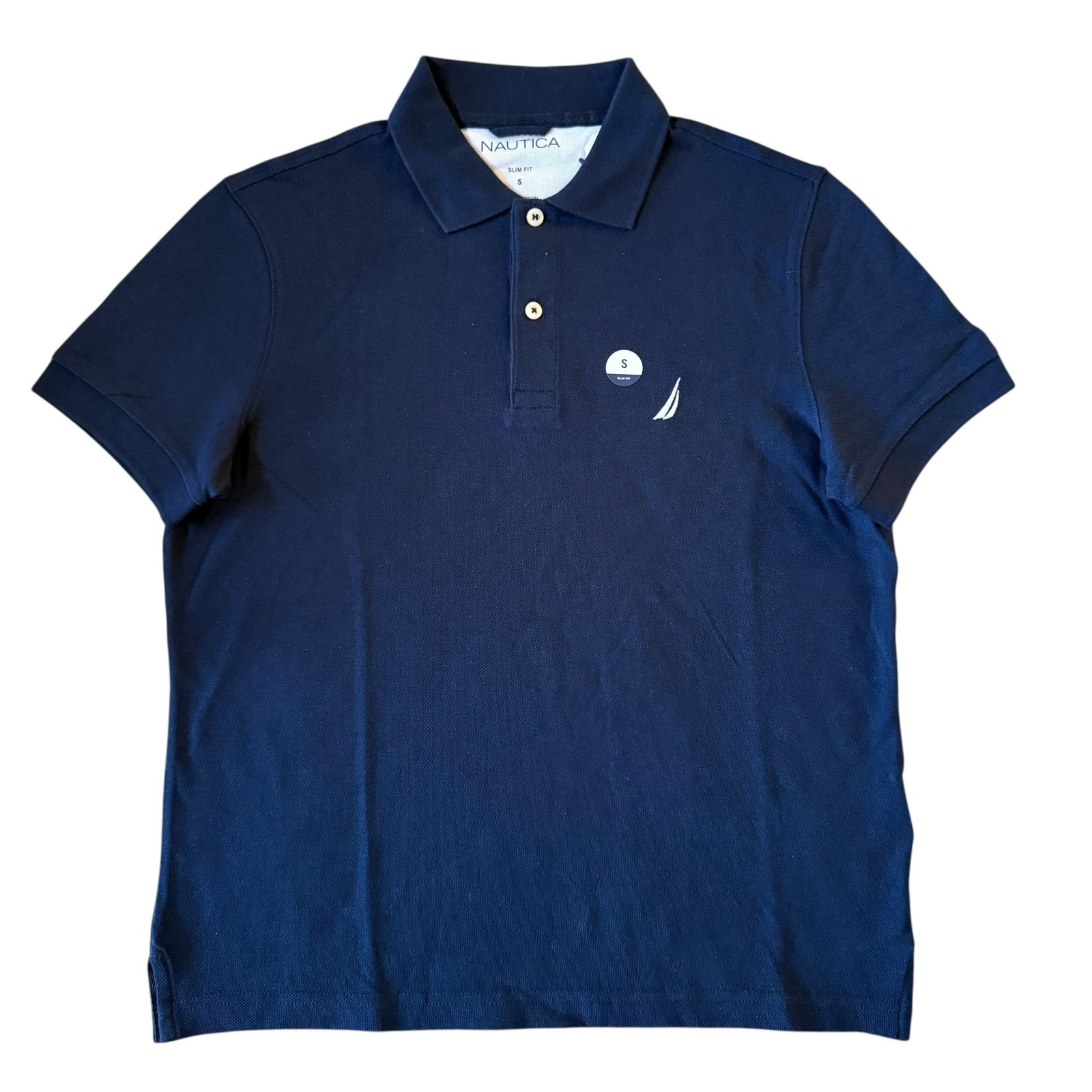 Nautica Men’s Solid All Cotton Mesh Slim fit Short Sleeve Deck Polo Shirt All Sz