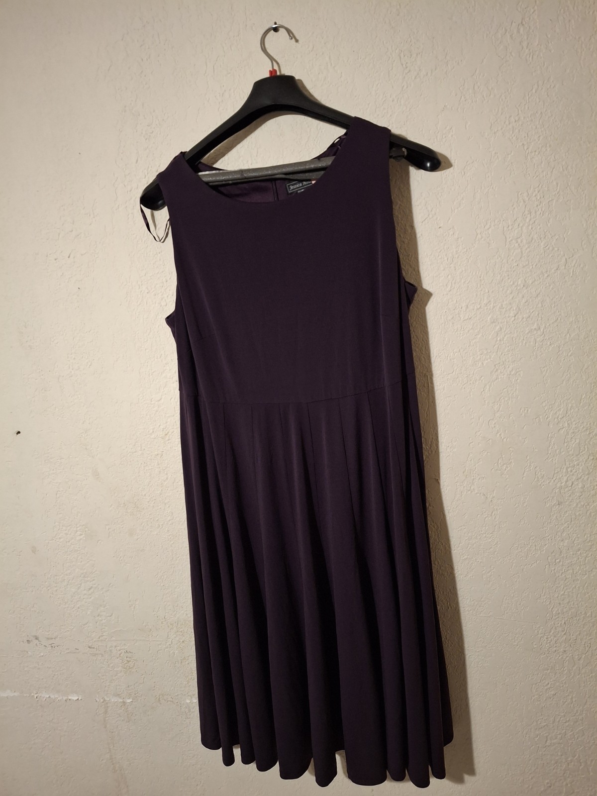 Jessica Howard Purple Abstract Knit Round Neck Sleeveless Dress Jacket 14W