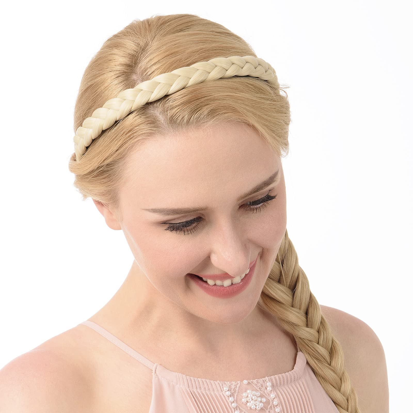 DIGUAN Width 0.6 inches Narrow Synthetic Hair Plaited Headband Braid With Tee…