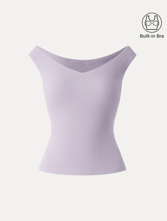 OGL Essential V-neck New Airy Bra Top, Powder Lilac