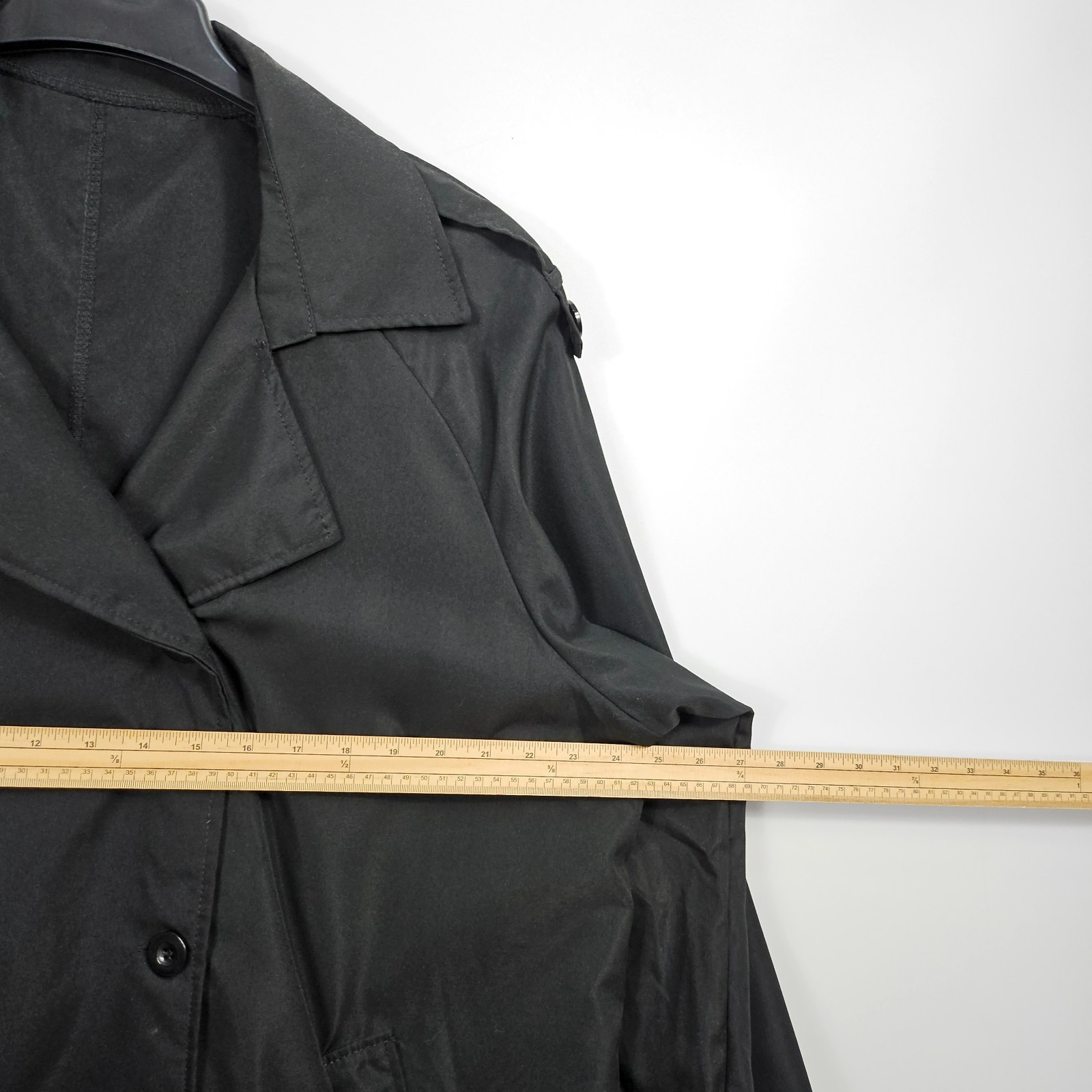 Black Trench Coat Ultra Lightweight Unlined Double Breasted 2XL