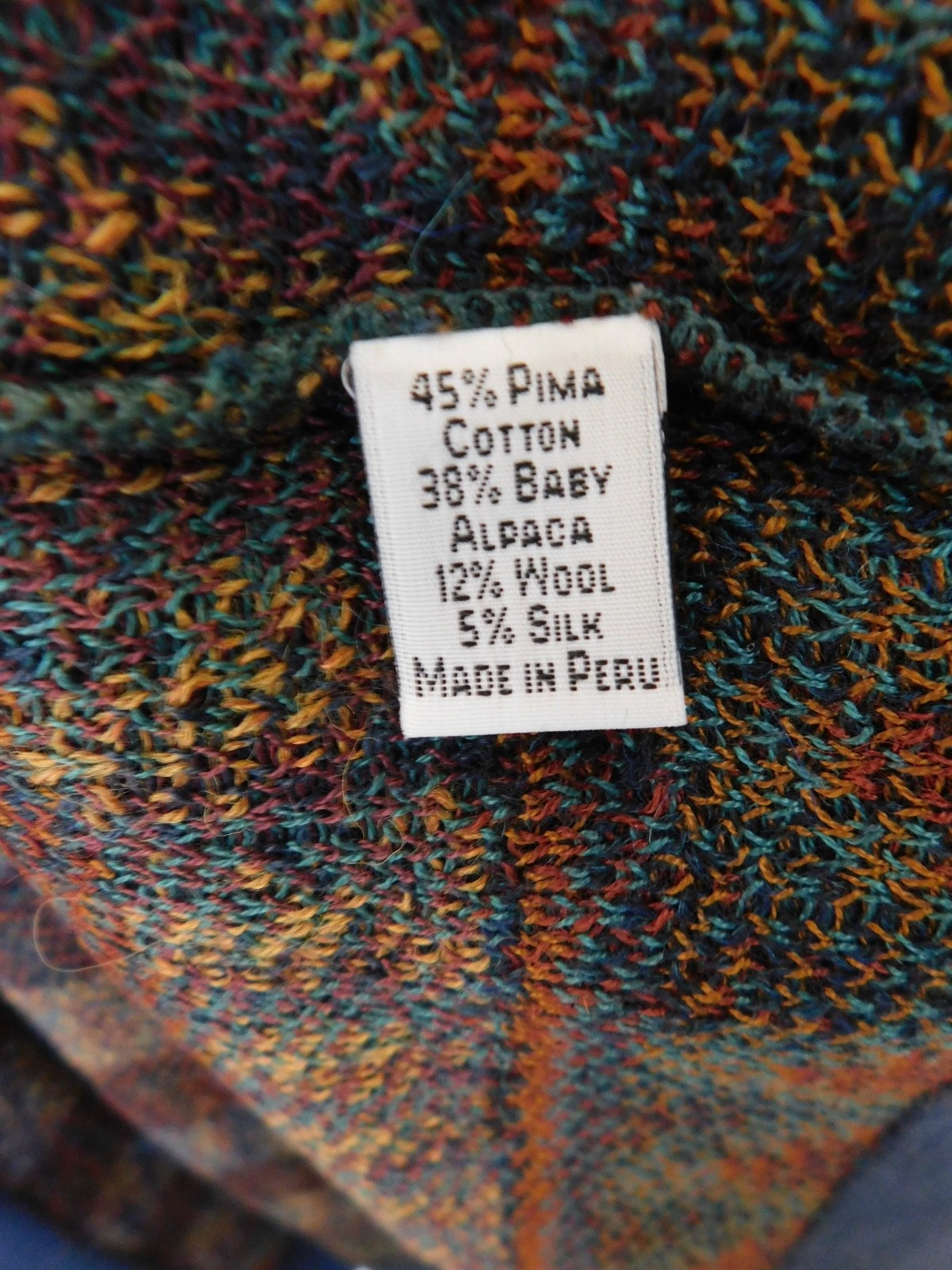 Peruvian Connection Kimono Vest 45% Pima Cotton 38% Baby Alpaca 12% Wool 5% Silk