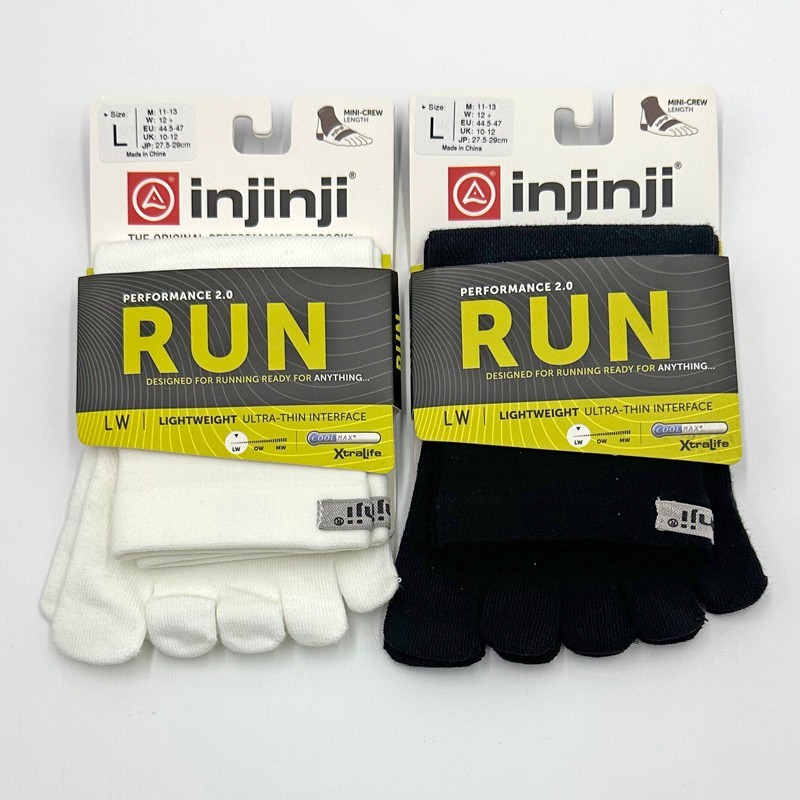 2 Pack injinji Women’s 5 Toe Mini-Crew Socks Lightweight Performance run Size L