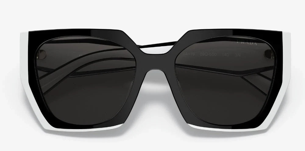 Prada PR 15WS Oversize Square Sunglasses Women Black White Frame UV400