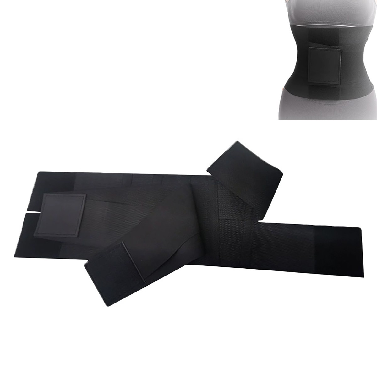 Black Waist Trainer One Size Fits All Cincher Tummy Wrap Trimmer