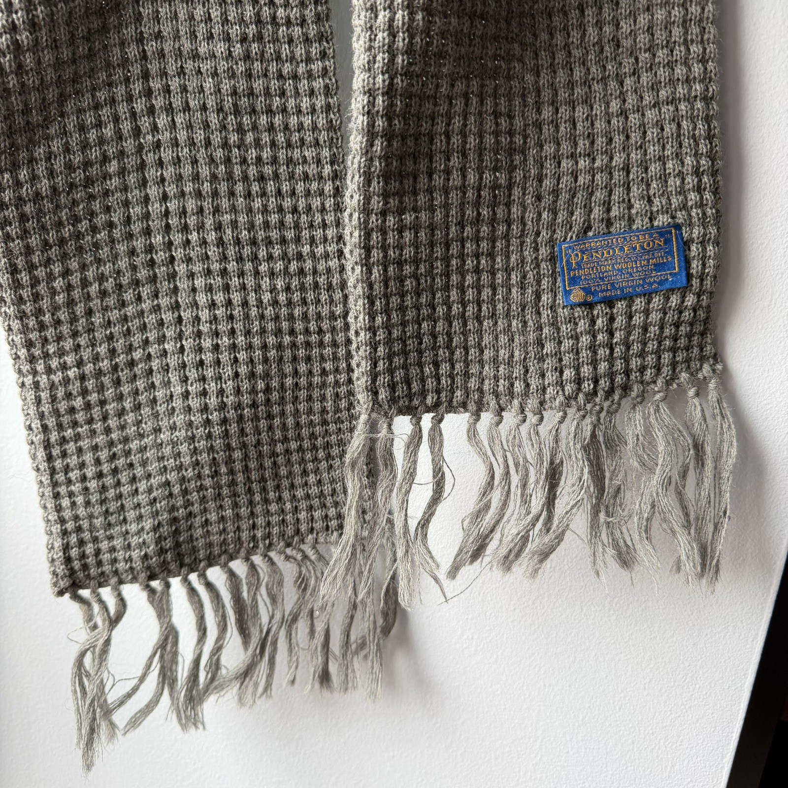 Pendleton Pure Virgin Wool Grey Scarf 52×6.25 in
