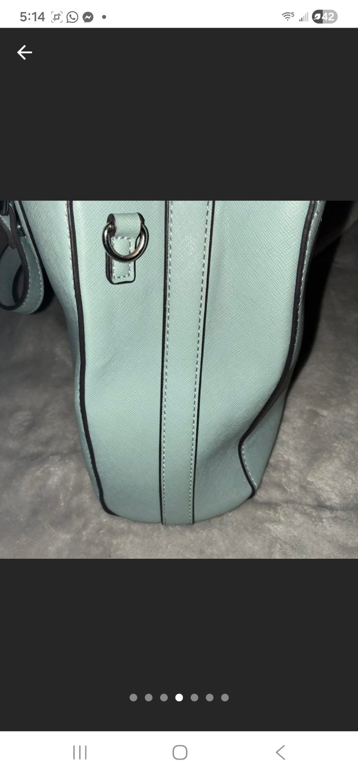 GUESS Light Blue Satchel Top Handle Magnetic Closure Detachable Strap Silver