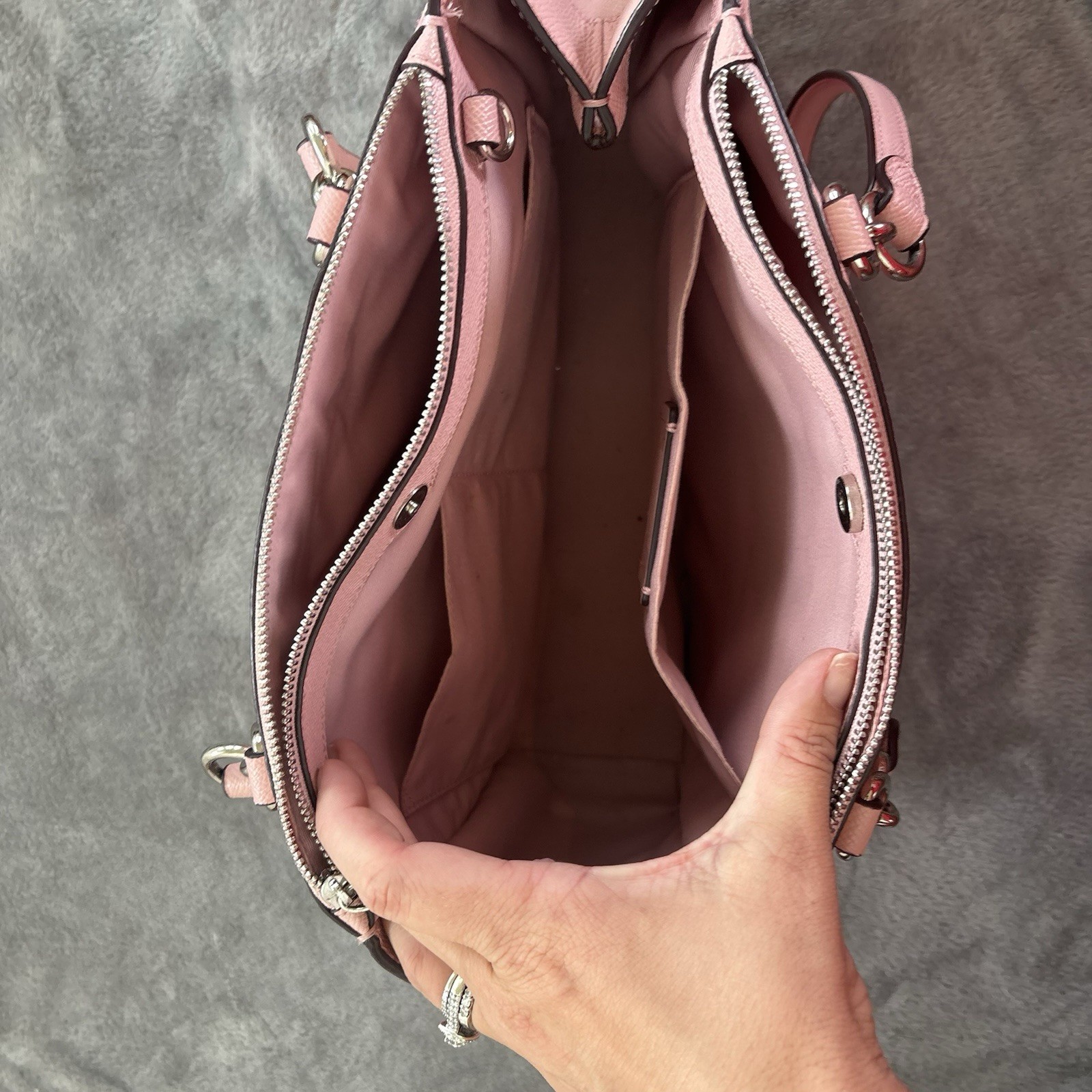 Coach Brooke Carryall Blush Pink Crossgrain Leather Satchel Bag