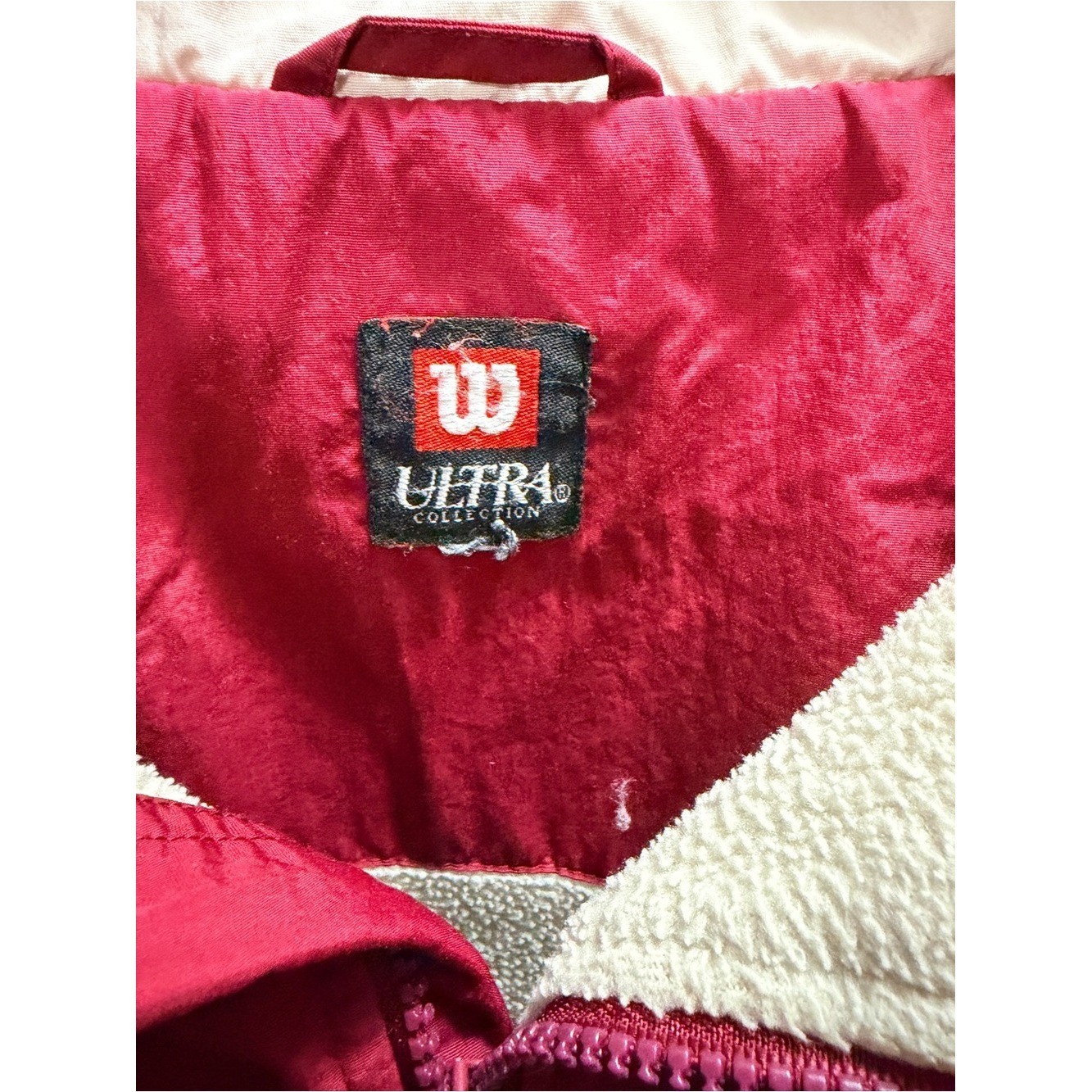Wilson Y2K Maroon/Red Hooded Jacket with Packable Hood SZ XL
