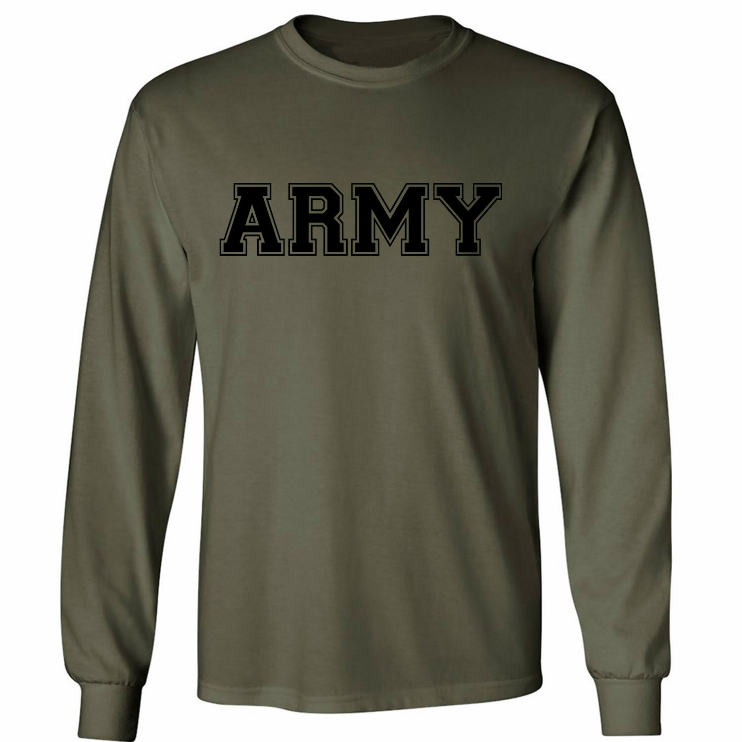 Athletic ARMY Long Sleeve T-Shirt in military green – Adult Small to 3X-Large