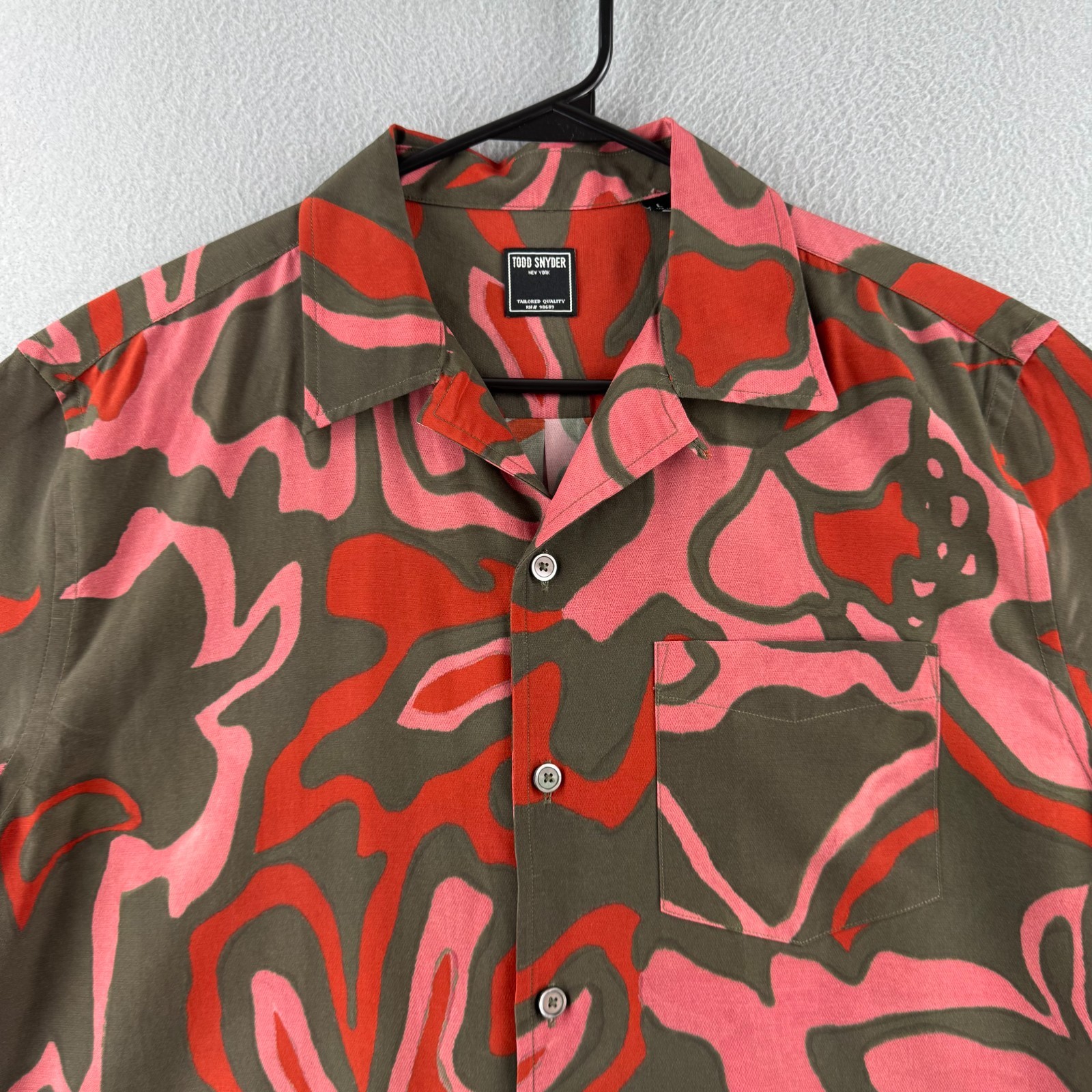 Todd Snyder Shirt Mens Large Silk blend Loop Collar Camp Vacation Summer Button