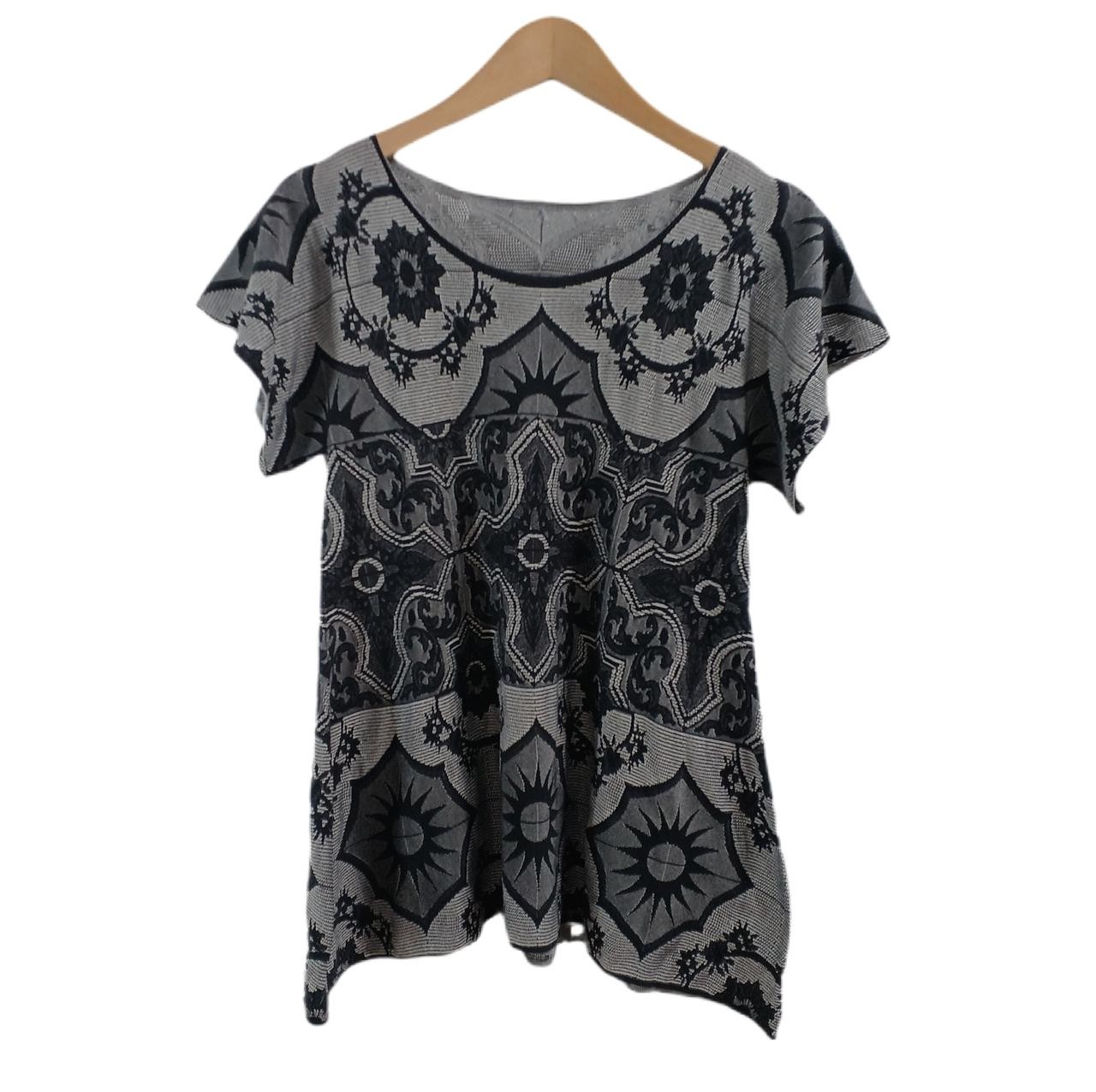 Pleats Please Blk Pattern Short Sleeve Flare Top 80cm 80cm Sleeve
