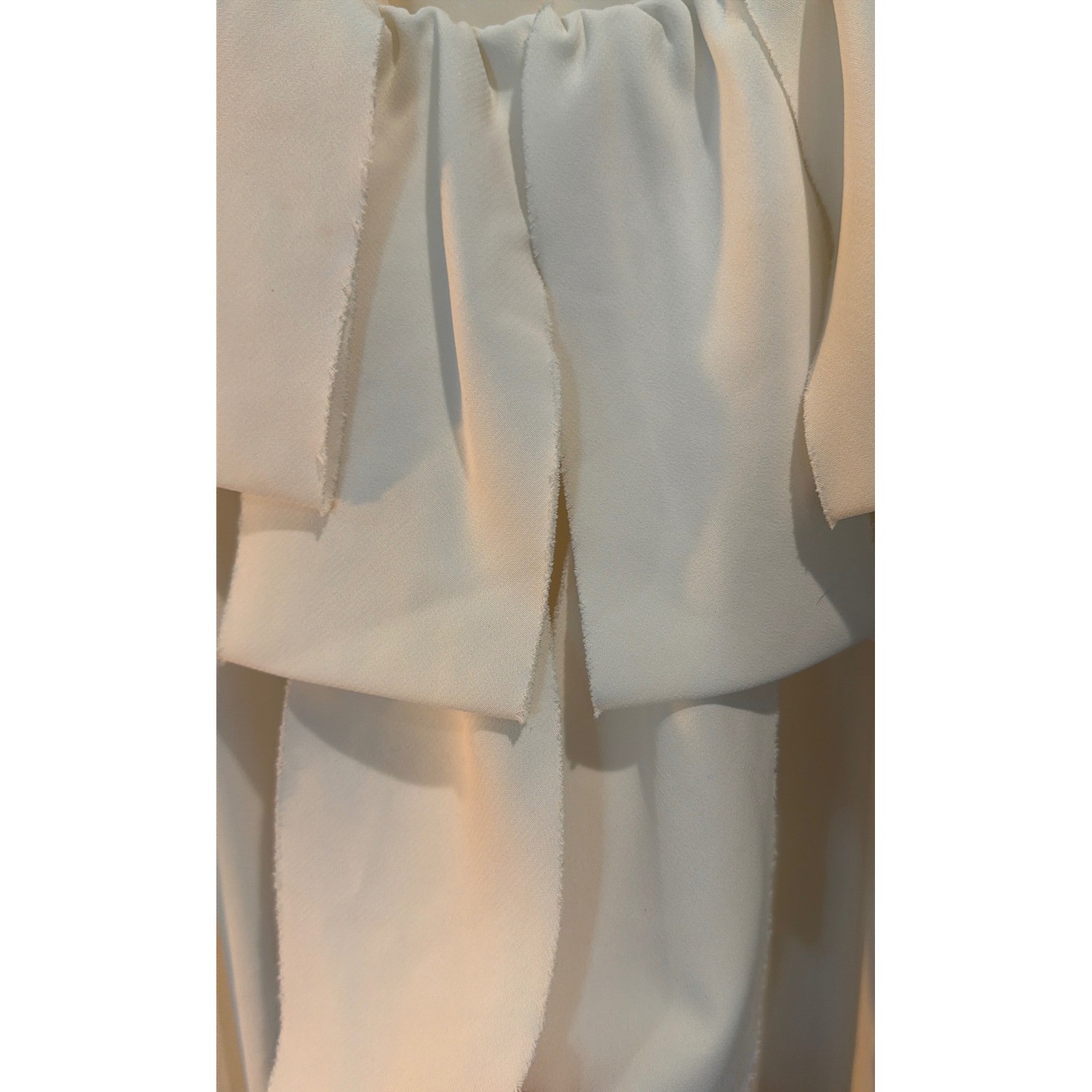 Spense Ivory White Sleeveless Ruffle Tiered High Neck Blouse Small RN73163