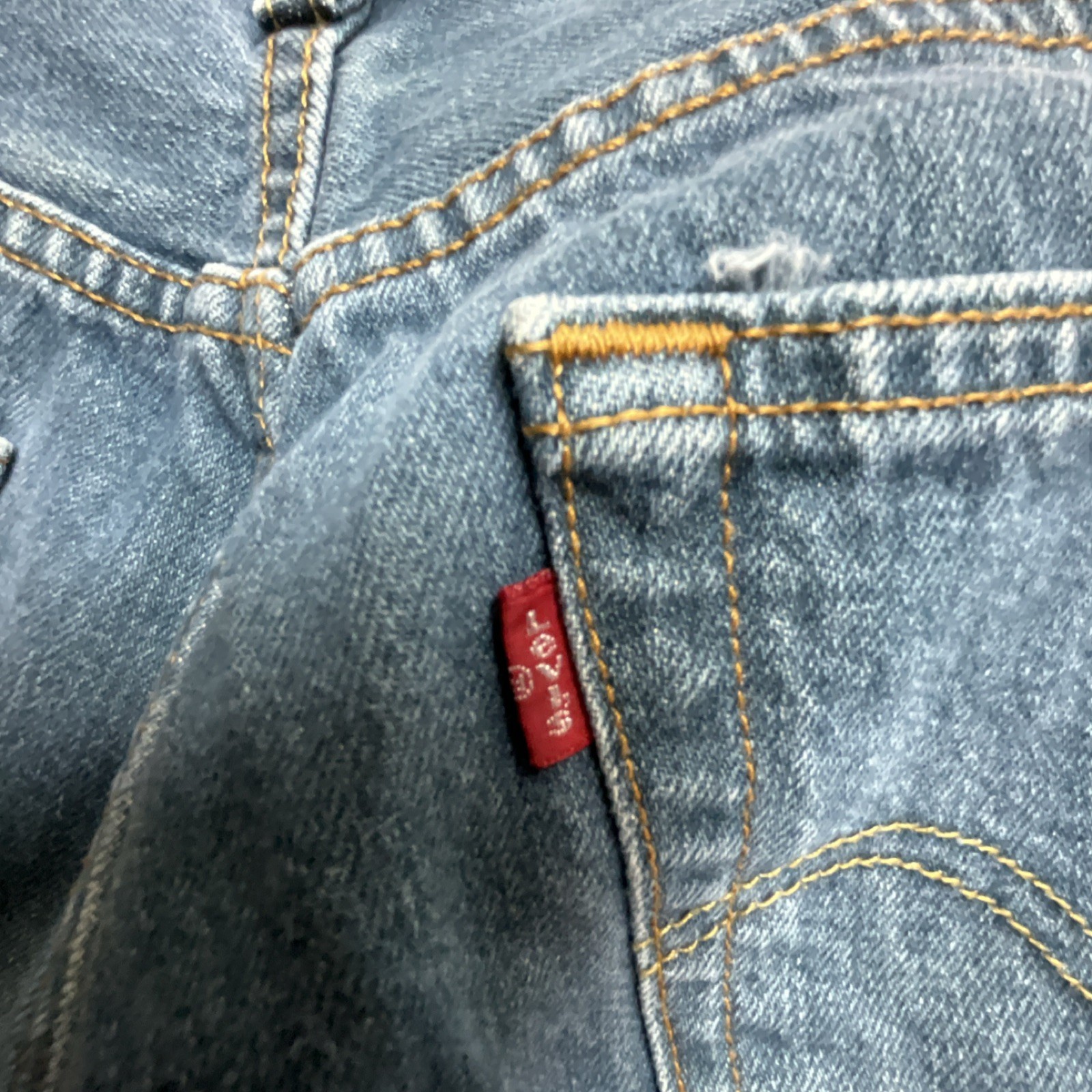 Levi’s Blue Denim Straight Jeans Button Logo 5-Pocket Design Classic