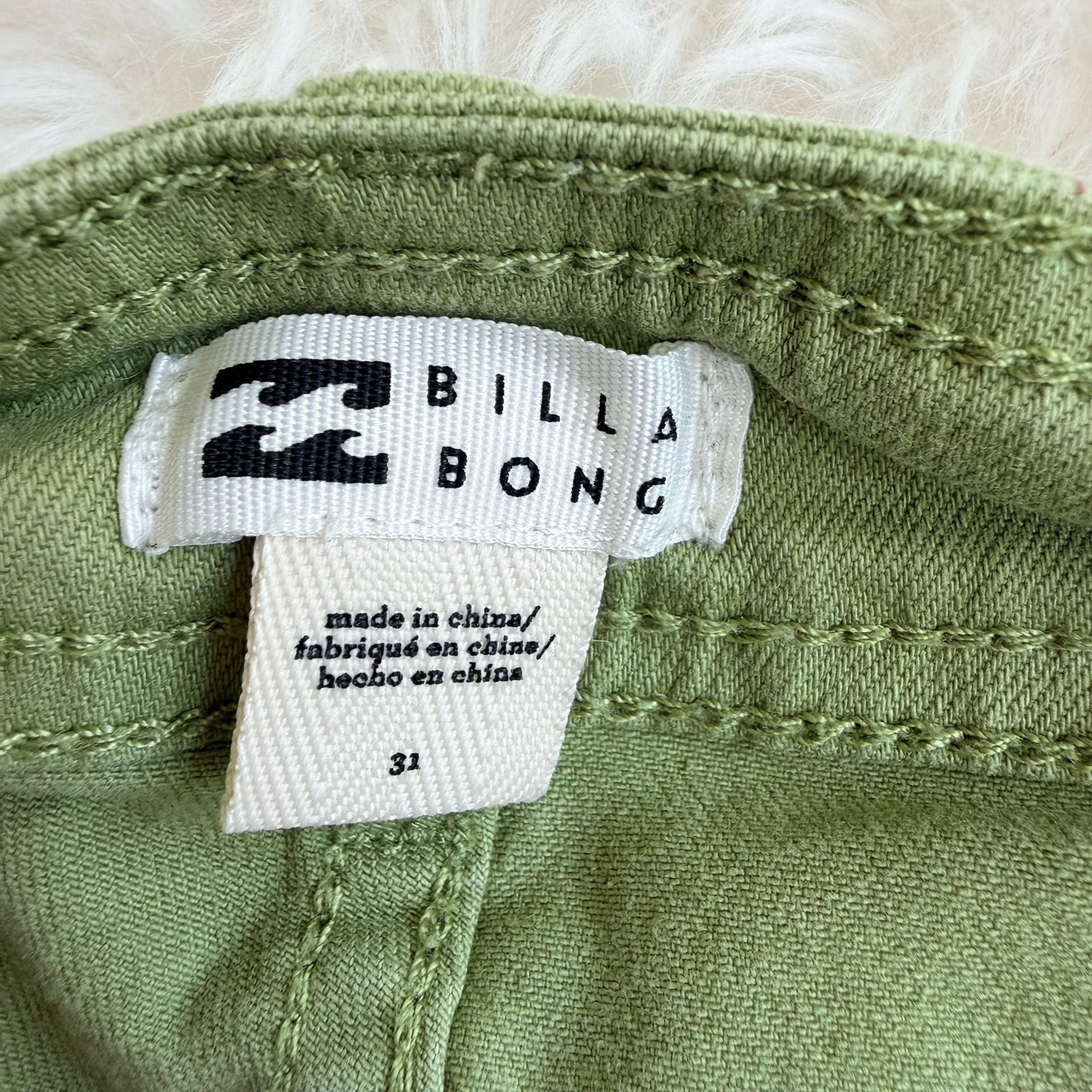 Billabong Sage Green Raw Hem Wide Leg Pants Size 31