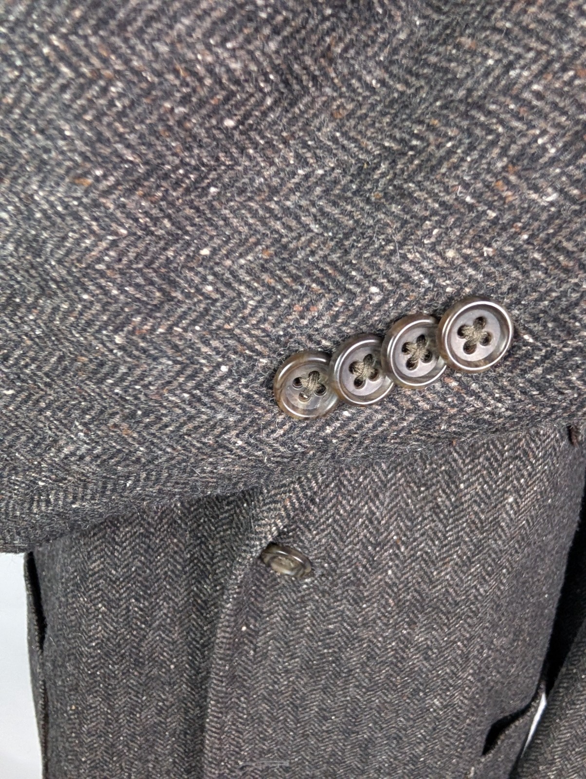 KROON Brown Herringbone Tweed Patch Pocket Sport Coat Jacket Sz 44L Dual Vent