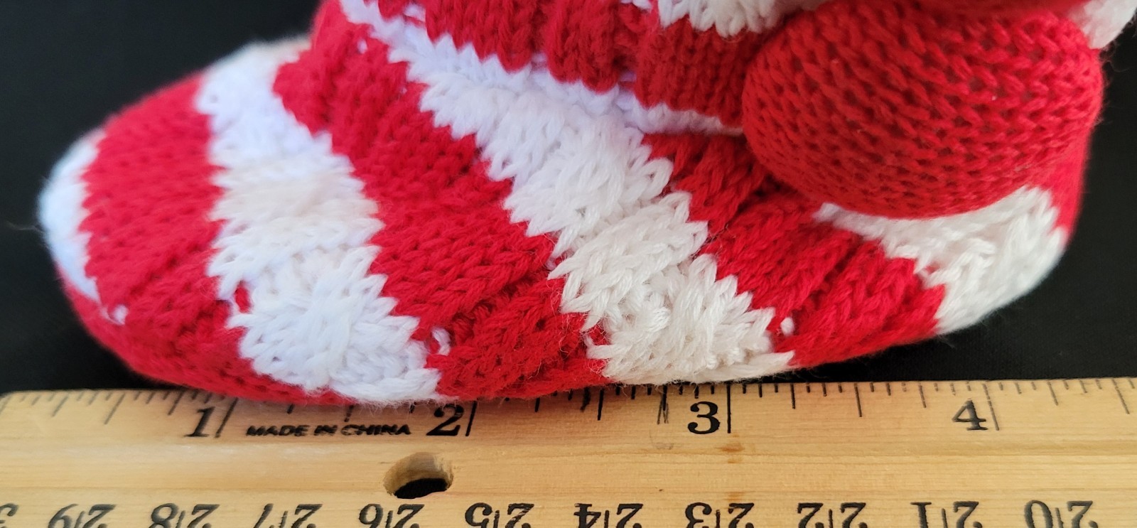 Mud Pie Red & White Strip Booties with Buttons Size 1 = 4.5 Inches NWT