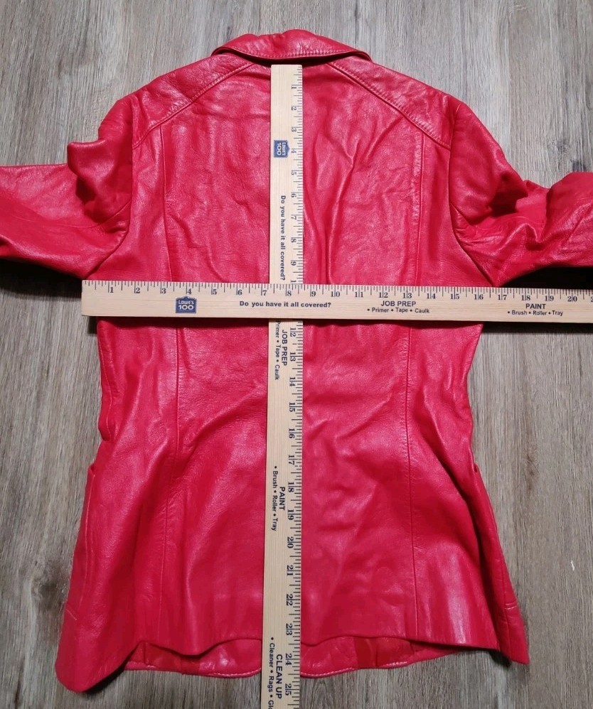 Laurel Red Genuine Leather Blazer Jacket Women’s EU 36 US 4/6 Designer Germany