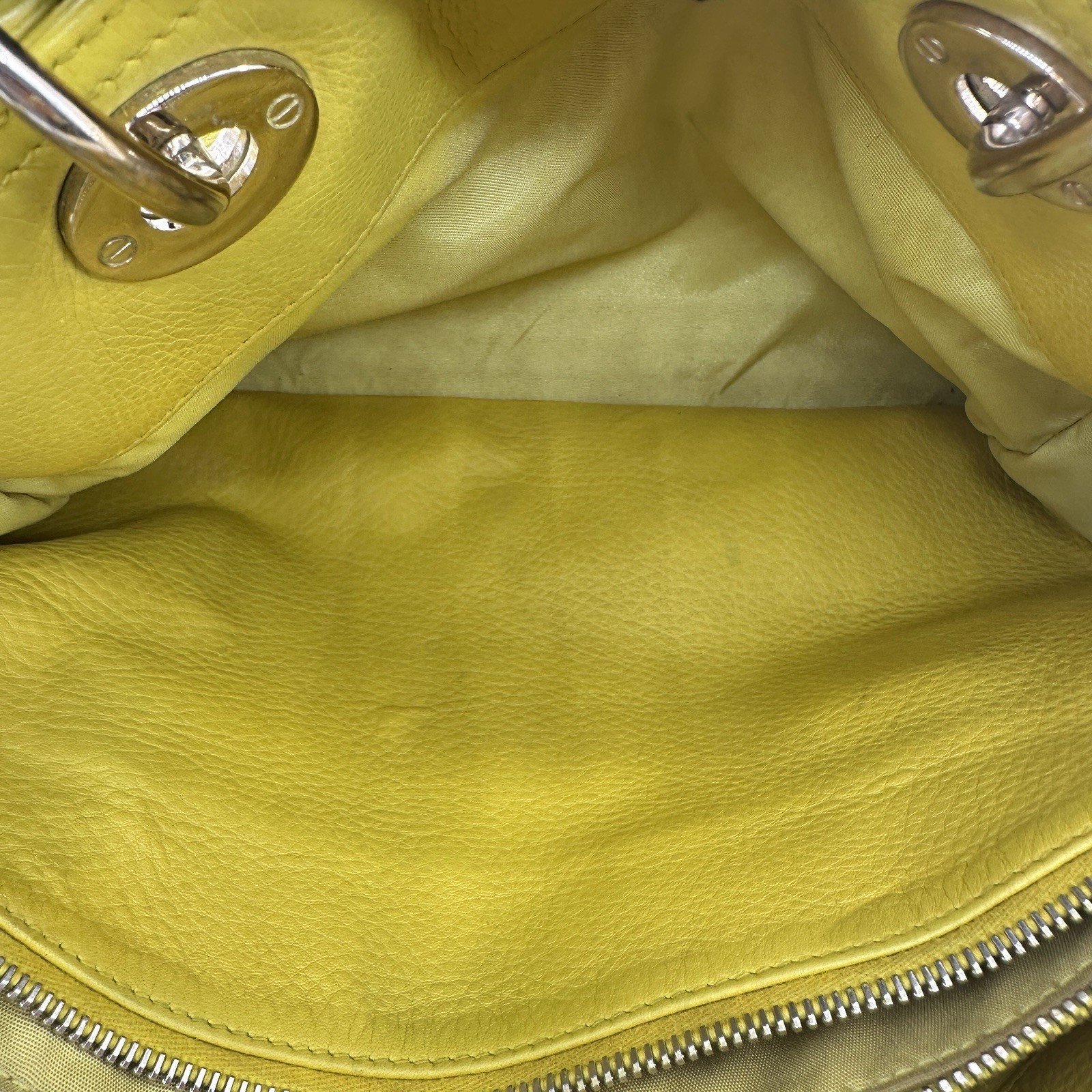 Dior Leather Top Handle & Shoulder Bag Lemon yellow leather.