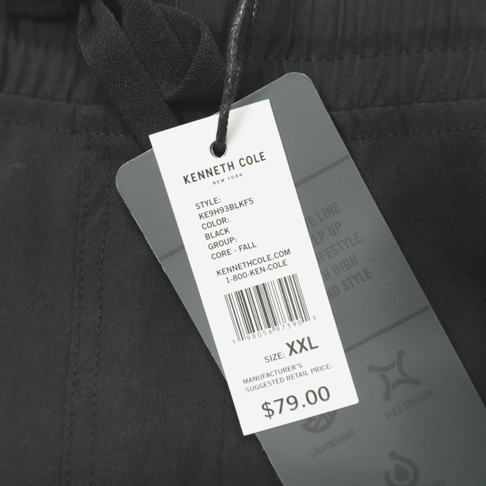 Kenneth Cole Active Mens Cargo Joggers Lightweight Stretch Water Repellent Black