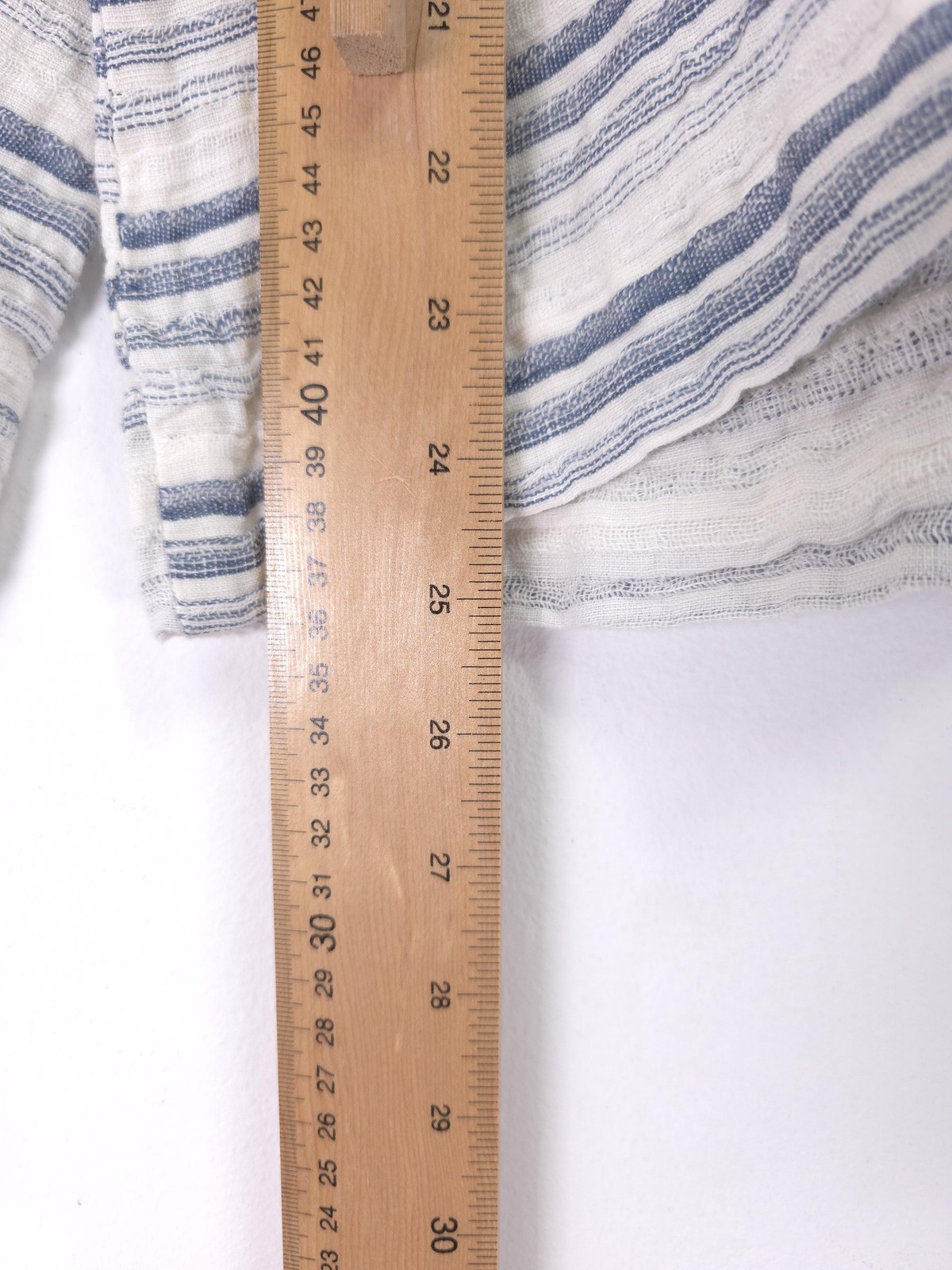 Sahara Jacket Large White Blue Stripe Linen Cotton Collared Lightweight Unlined