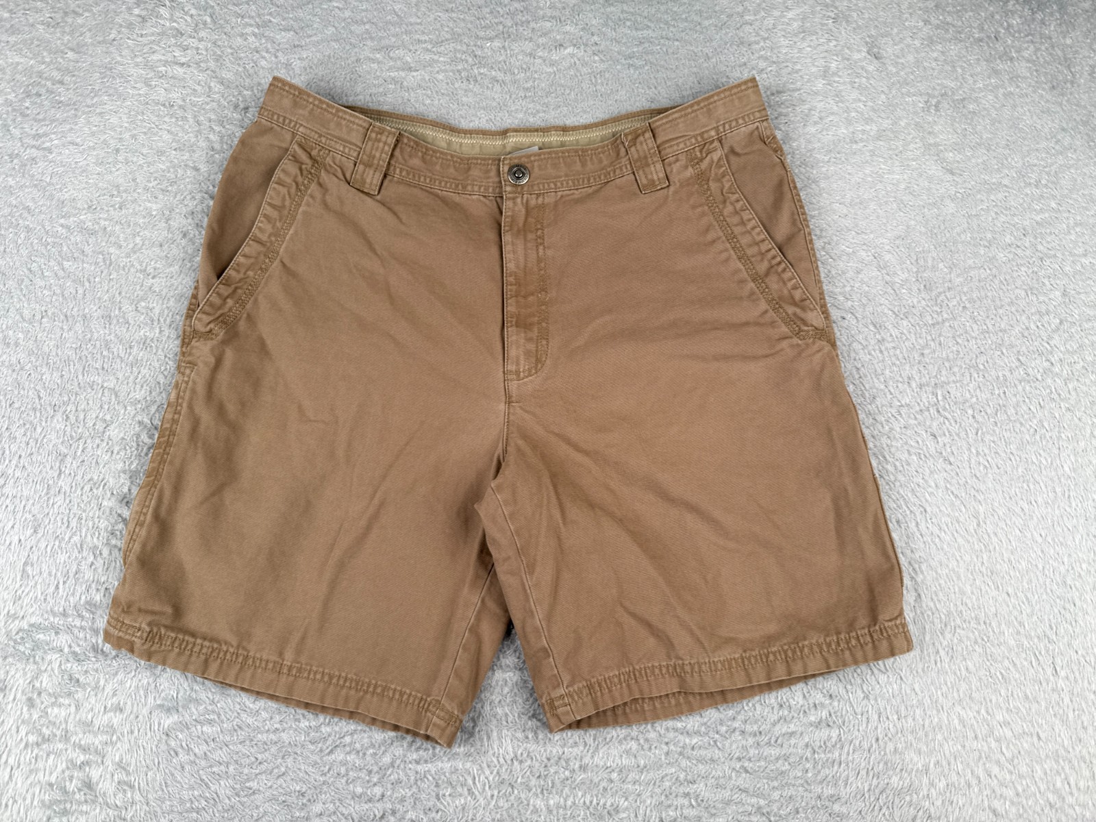 Columbia Shorts Men 36 Brown Cargo 100% Cotton Duck Fabric 9″ Hike Camp Fishing