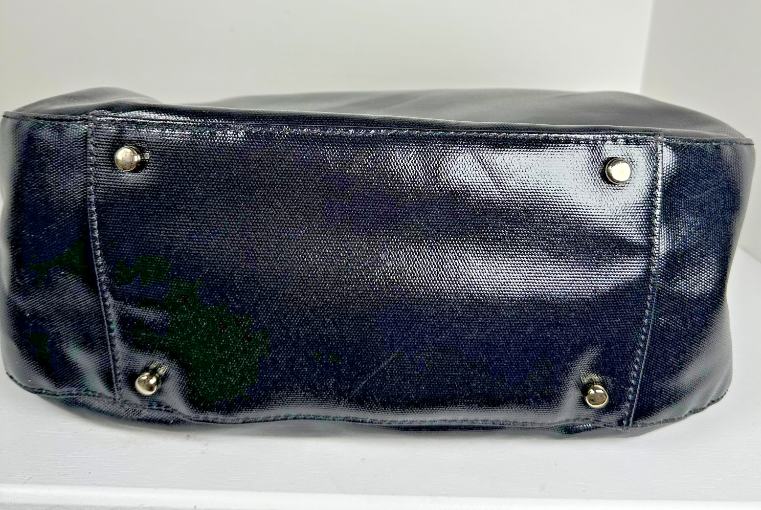 KATE SPADE FULTON TREESH STREET HANDBAG BLACK COATED CANVAS AND LEATHER SATCHEL